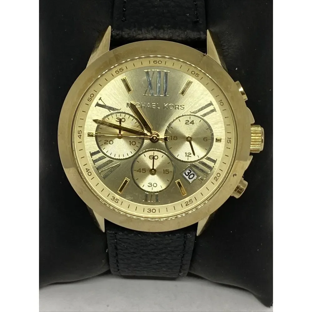 Michael Kors MK5777 Women's Black Leather Analog Dial Quartz Wrist Watch HK1056